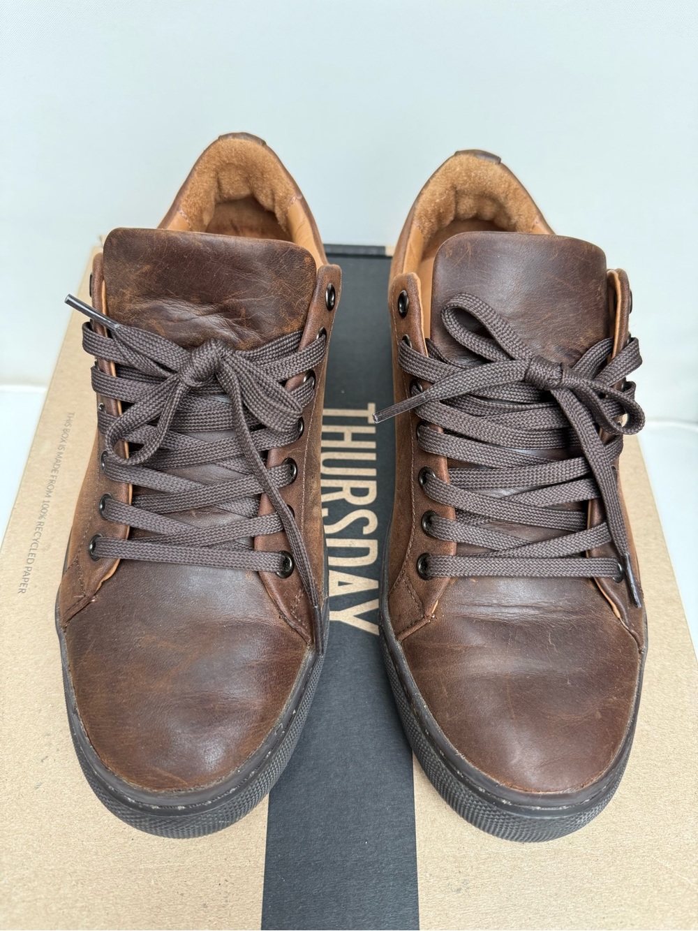 Thursday Boot Company Men's Brown Leather Low-Top Sneakers 6.5 B Width